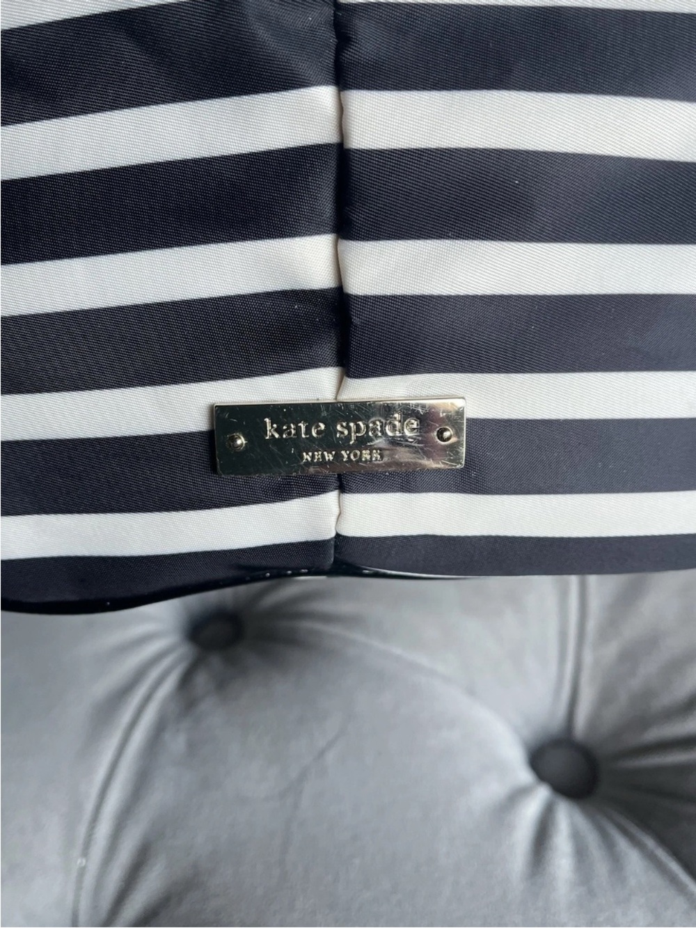 kate spade Black & White Striped Bow Handbag/Tote - Picture 7 of 16